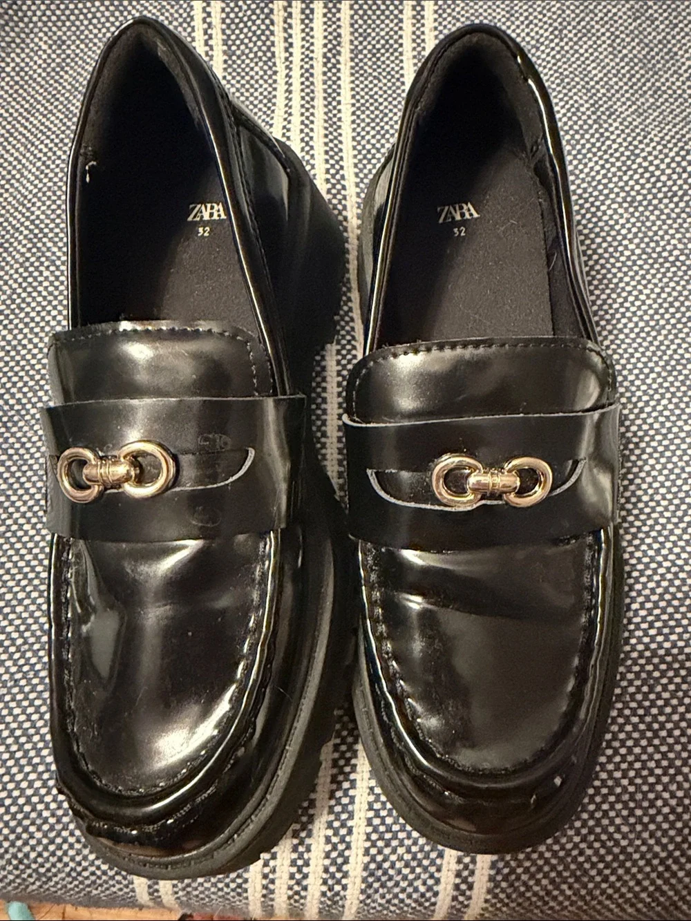 ZARA Patent Leather Loafers with Gold Bit